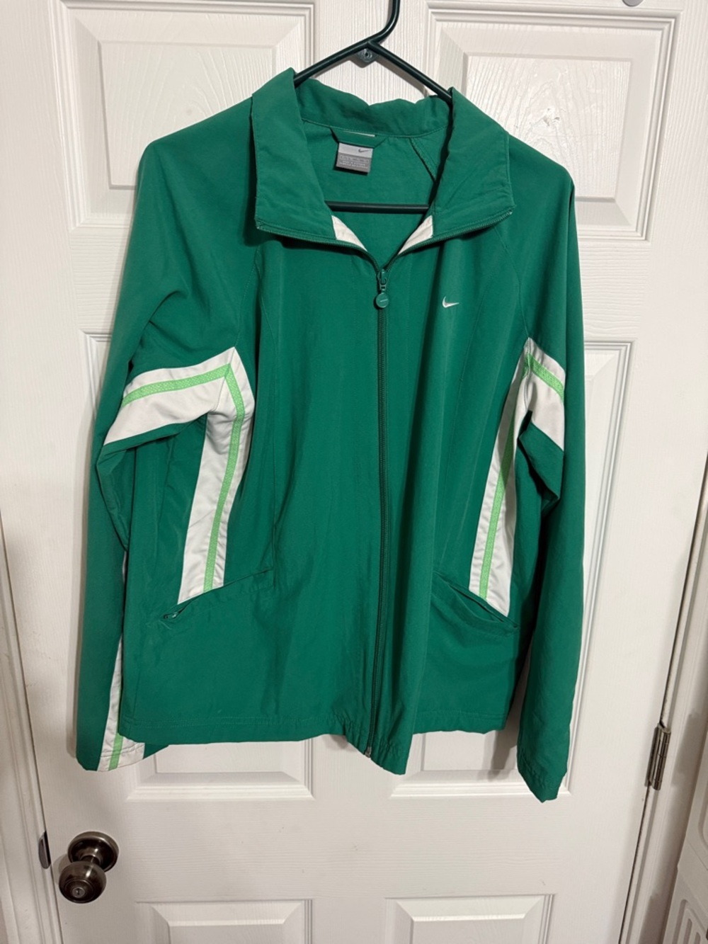 Nike Green and White Women’s Bomber Track Jacket